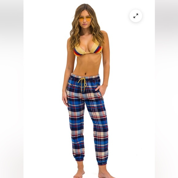 Aviator Nation Unisex Plaid Lodge Pant In Patriot Plaid